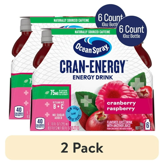 (4 pack) Ocean Spray® Cran-Energy™ Cranberry Raspberry Juice Drinks, 10 fl oz Bottles, 6 Count
