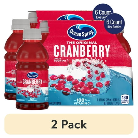 (2 pack) Ocean Spray® Cranberry Juice Cocktail, 10 fl oz Bottles, 6 Count