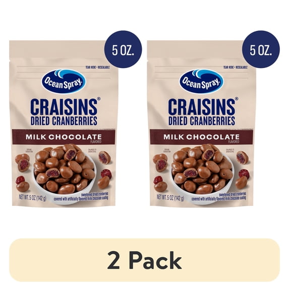 (2 pack) Ocean Spray® Milk Chocolate Dipped Cranberry Bites, Chocolate Covered Dried Cranberries, 5 oz Pouch