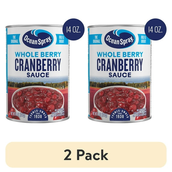 (2 pack) Ocean Spray® Whole Cranberry Sauce, Canned Side Dish, 14 oz Can