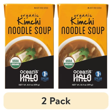 (2 pack) Ocean's Halo Organic Kimchi Noodle Soup, Heat and Eat, 16.9 oz