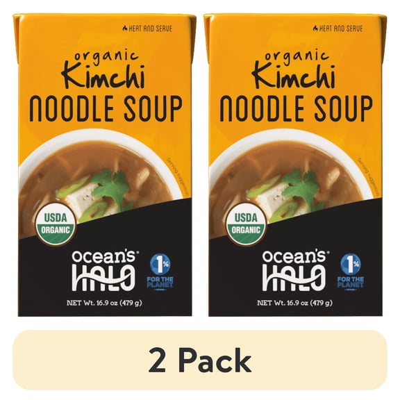 (2 pack) Ocean's Halo Organic Kimchi Noodle Soup, Heat and Eat, 16.9 oz
