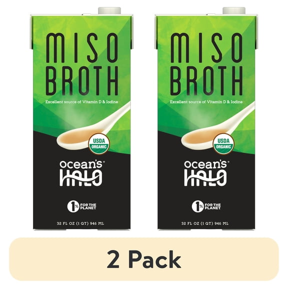 (2 pack) Ocean's Halo Organic Miso Broth, Vegan, 32 Fl Oz