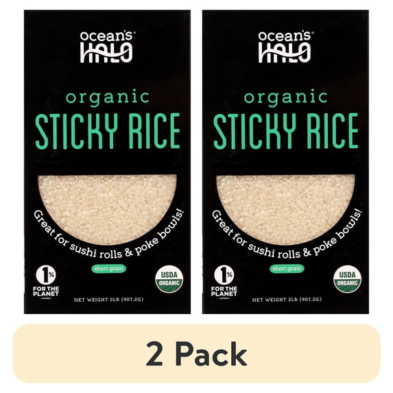 (2 pack) Ocean's Halo Organic White Sticky Sushi Rice, 2 lb.