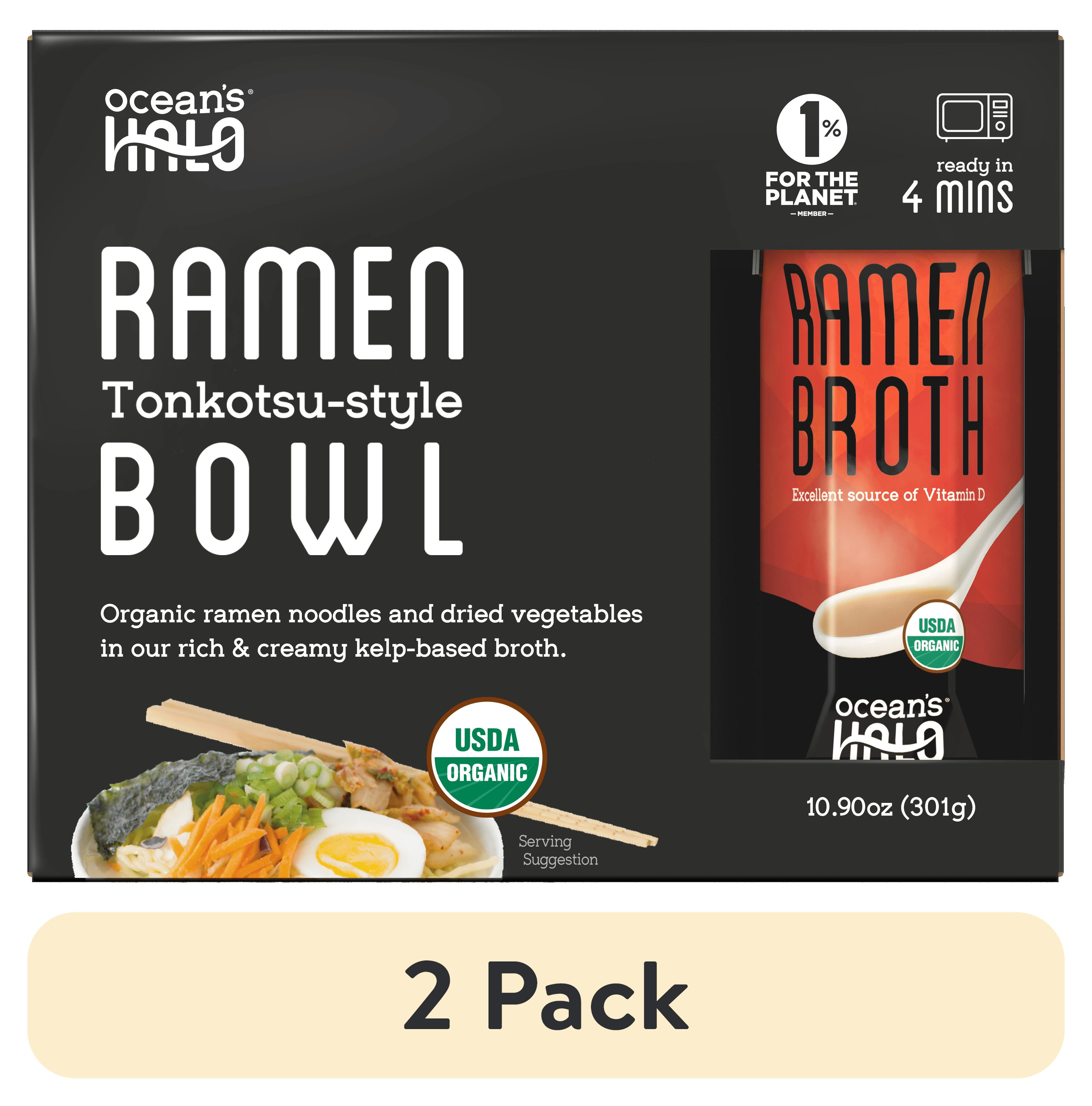 (2 pack) Ocean's Halo, Organic and Vegan Ramen Noodle Bowl, Packaged Meal, Shelf-Stable, Plant-Based, 10.90 oz.