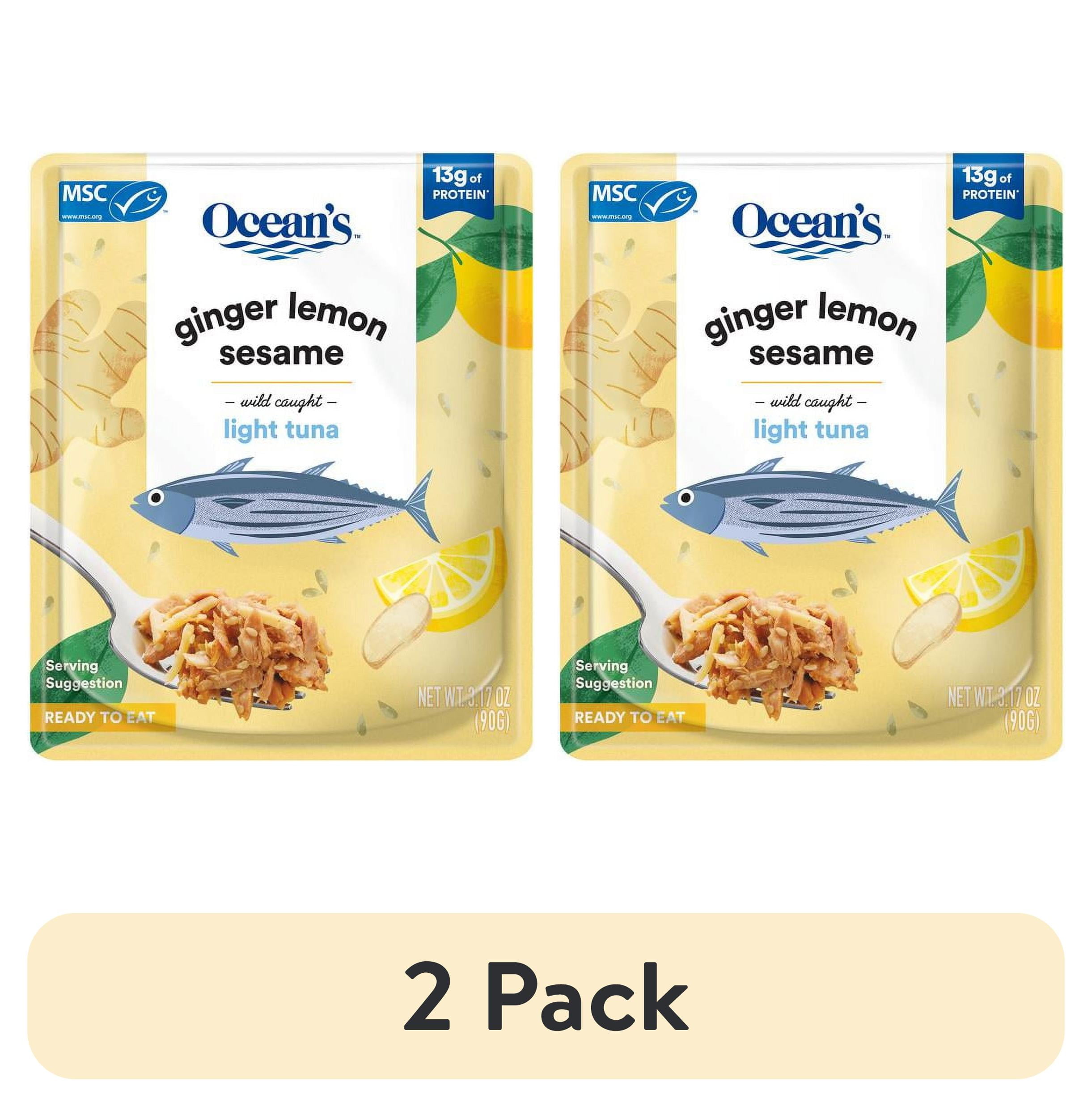 (2 pack) Ocean's Light Tuna, Ginger Lemon Sesame, 3.17 oz Pouch