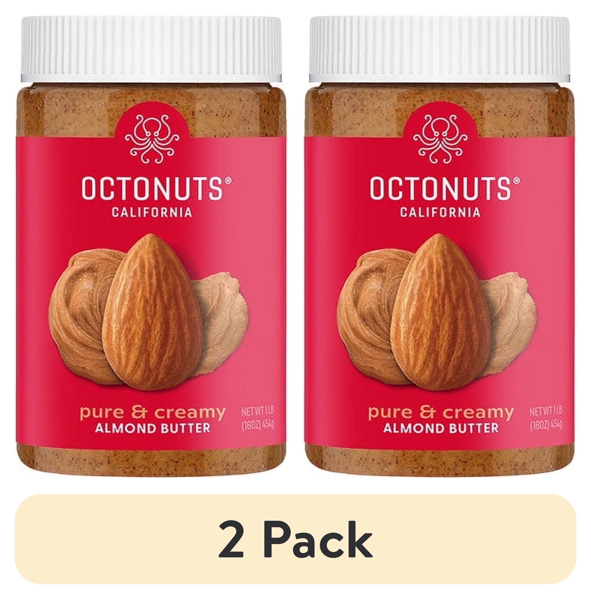 (2 pack) Octonuts Dry Roasted Almond Butter 16oz - Pure Creamy Nut Butter - Heart Healthy and Delicious - Gluten Free, Vegan, Kosher, Paleo, Non-GMO Nut Butters Single Ingredient