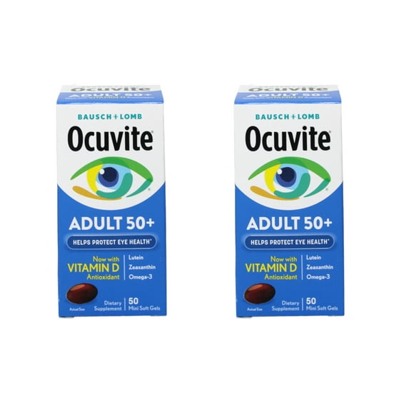(2 pack) Ocuvite Adult 50+ Eye Vitamin and Mineral Supplement, Soft Gel 50 ct