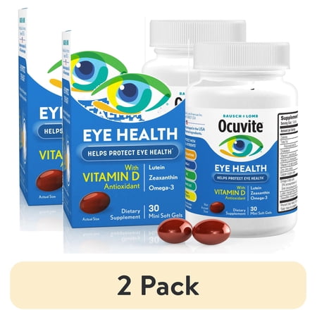 (2 pack) Ocuvite Eye Health Eye Vitamins and Minerals with Lutein and Zeaxanthin and Omega 3 Softgels, 30 Count