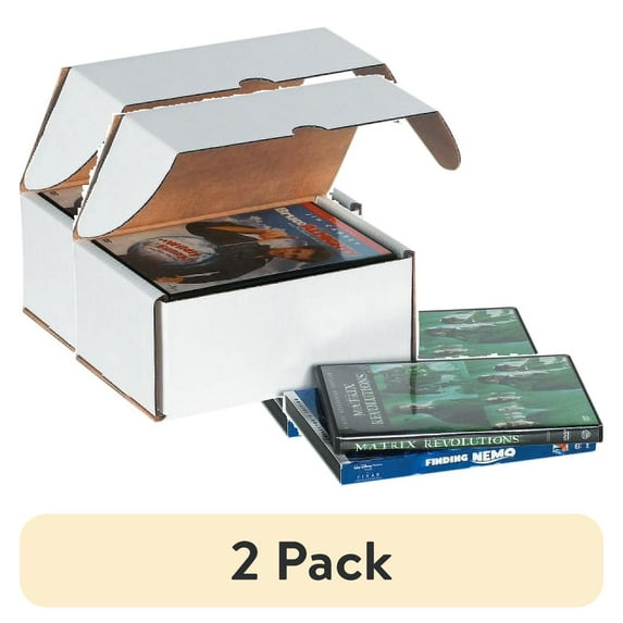 (2 pack) Office Depot® Brand White Corrugated DVD Mailers, 7 5/8" x 5 7/16" x 3 9/16", Pack Of 50