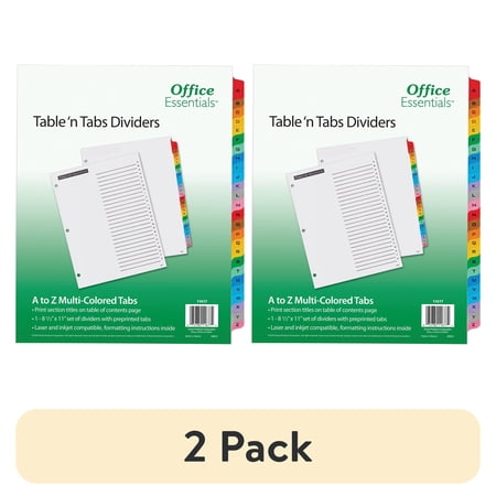 (2 pack) Office Essentials Table & Tabs Dividers with Multicolor Tabs, "A-Z" Tab, 1 Set (11677)