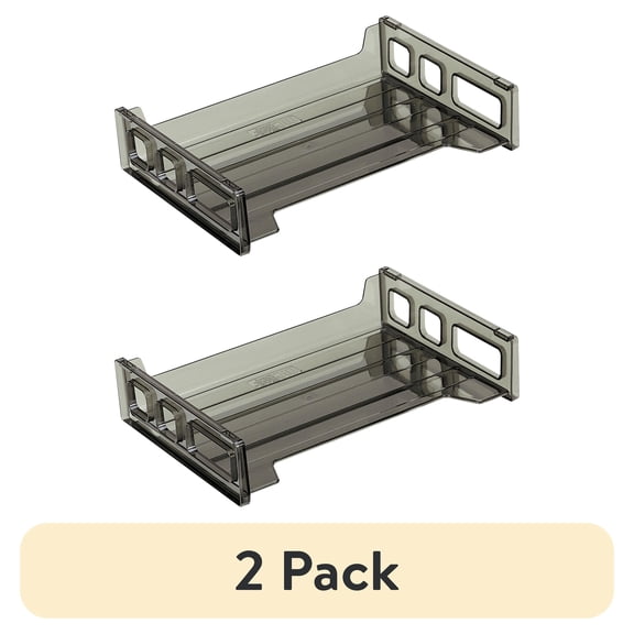 (2 pack) Officemate Letter Tray, Letter Size, Side Load, Smoke (21001)