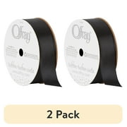 (2 pack) Offray 0.875" Single Face Satin Black Ribbon, 1 Each