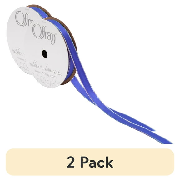 (2 pack) Offray 3/8" Single Face Satin Ribbon-Blue