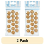 (2 pack) Offray accessories, gold adhesive button gems are great additions to self printed invitations, scrap booking or an yard craft project, 16 pieces, 1 package