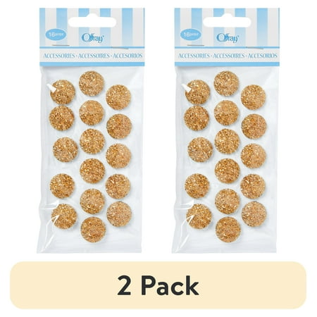 (2 pack) Offray accessories, gold adhesive button gems are great additions to self printed invitations, scrap booking or an yard craft project, 16 pieces, 1 package