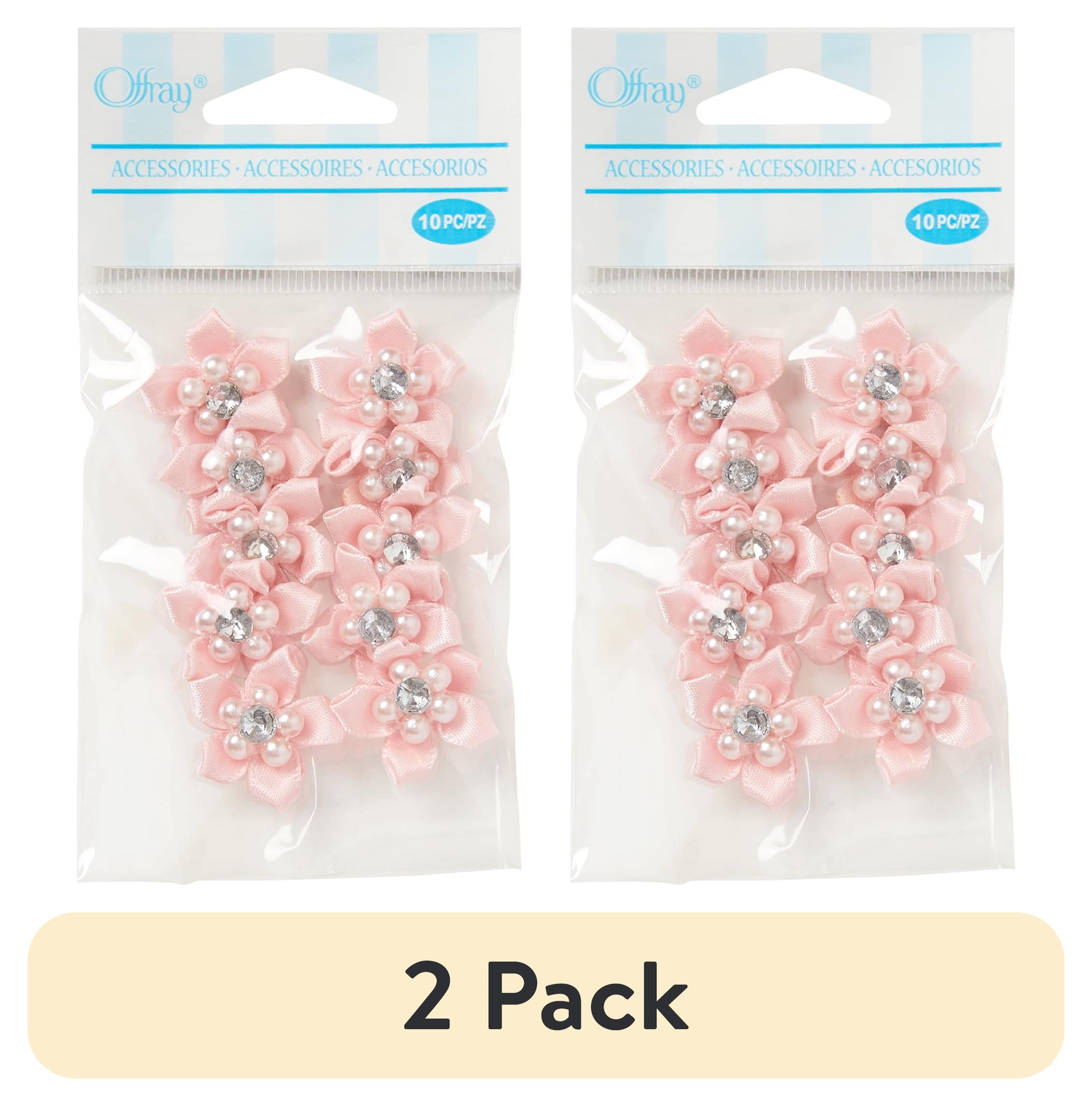 (2 pack) Offray Accessories, Lt Pink 3/4 inch Value Pack 5 Petal Gem Flower Accessory for Wedding, Hair Clips, and Scrapbooking, 10 count, 1 Package
