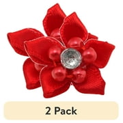 (2 pack) Offray Accessories, Red 3/4 inch 5 Petal Gem Flower Accessory for Wedding, Hair Clips, and Scrapbooking, 6 count, 1 Package