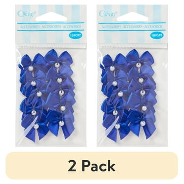 (2 pack) Offray Accessories, Royal 5/8 inch 2 Loop Bow with Pearl Accessory, 10 Count