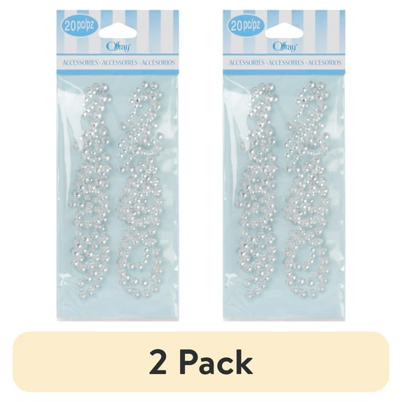 (2 pack) Offray Accessories, Silver Adhesive Gem Numbers, 20 pieces, 1 Package