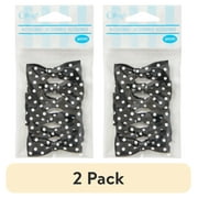 (2 pack) Offray Black Tuxedo Satin Ribbon Bow Accessory for Wedding, Hair Clips, and Scrapbooking, 6 Pieces, 1 Package