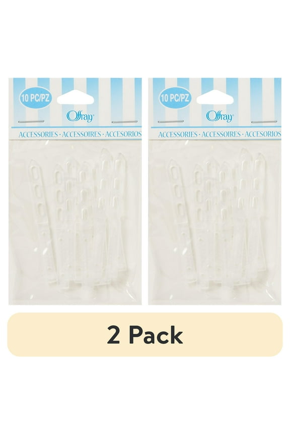(2 pack) Offray Hair Accessories 2 1/2 Inch White Hair Barrettes (10-Pack)