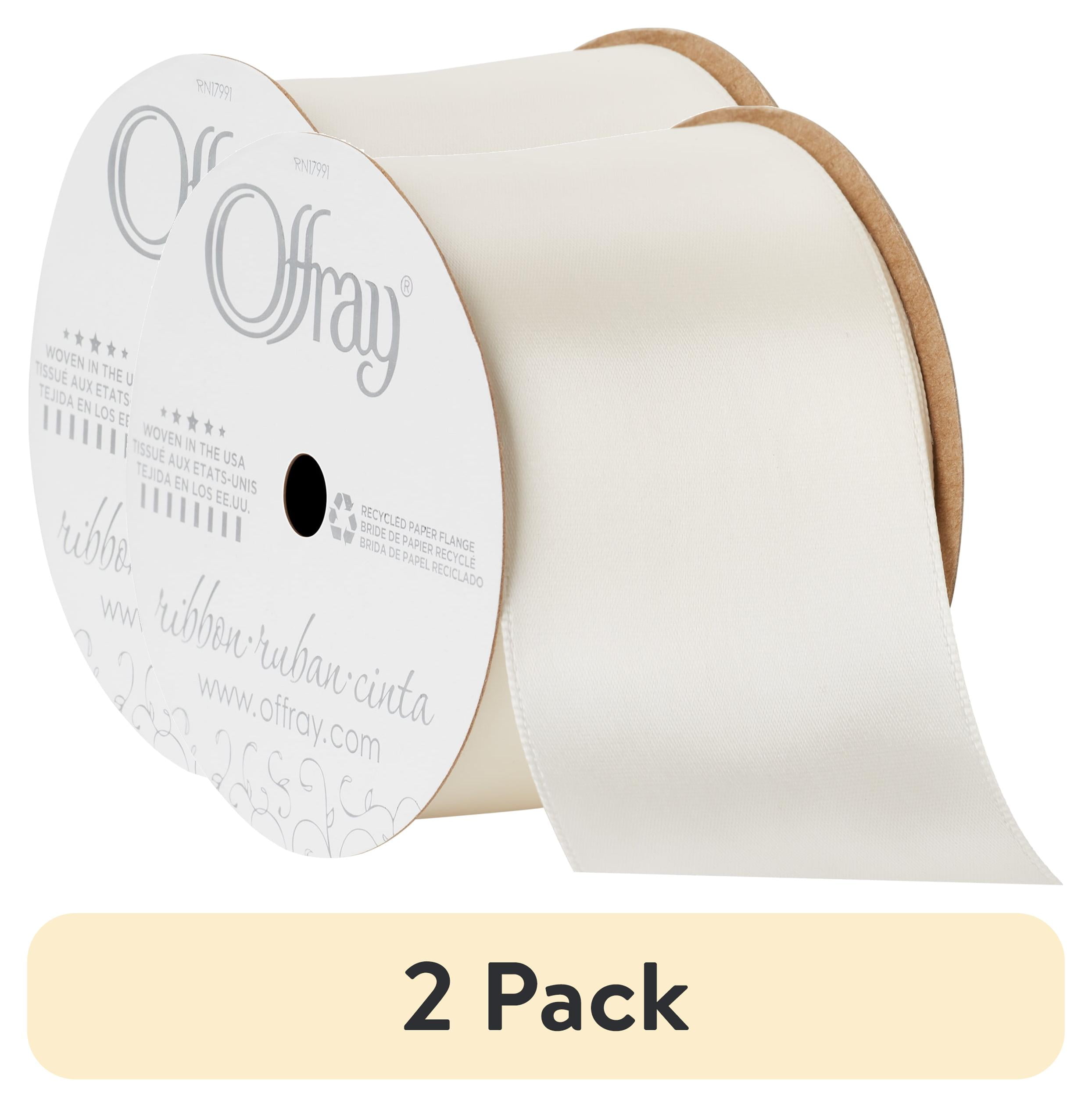 (2 pack) Offray Ribbon, Antique White 2 1/4 inch Single Face Satin Polyester Ribbon, 9 feet