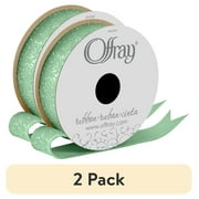 (2 pack) Offray Ribbon, Aqua Blue 7/8 inch Wired Edge Metallic Ribbon for Wedding, Crafts, and Gifting, 9 feet, 1 Each