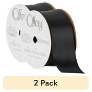 (2 pack) Offray Ribbon, Black 1 1/2 inch Double Face Satin Polyester Ribbon for Wedding, Sewing, and Crafts, 12 feet, 1 Each