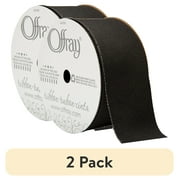 (2 pack) Offray Ribbon, Black 1 1/2 inch Grosgrain Metallic Ribbon, 9 feet