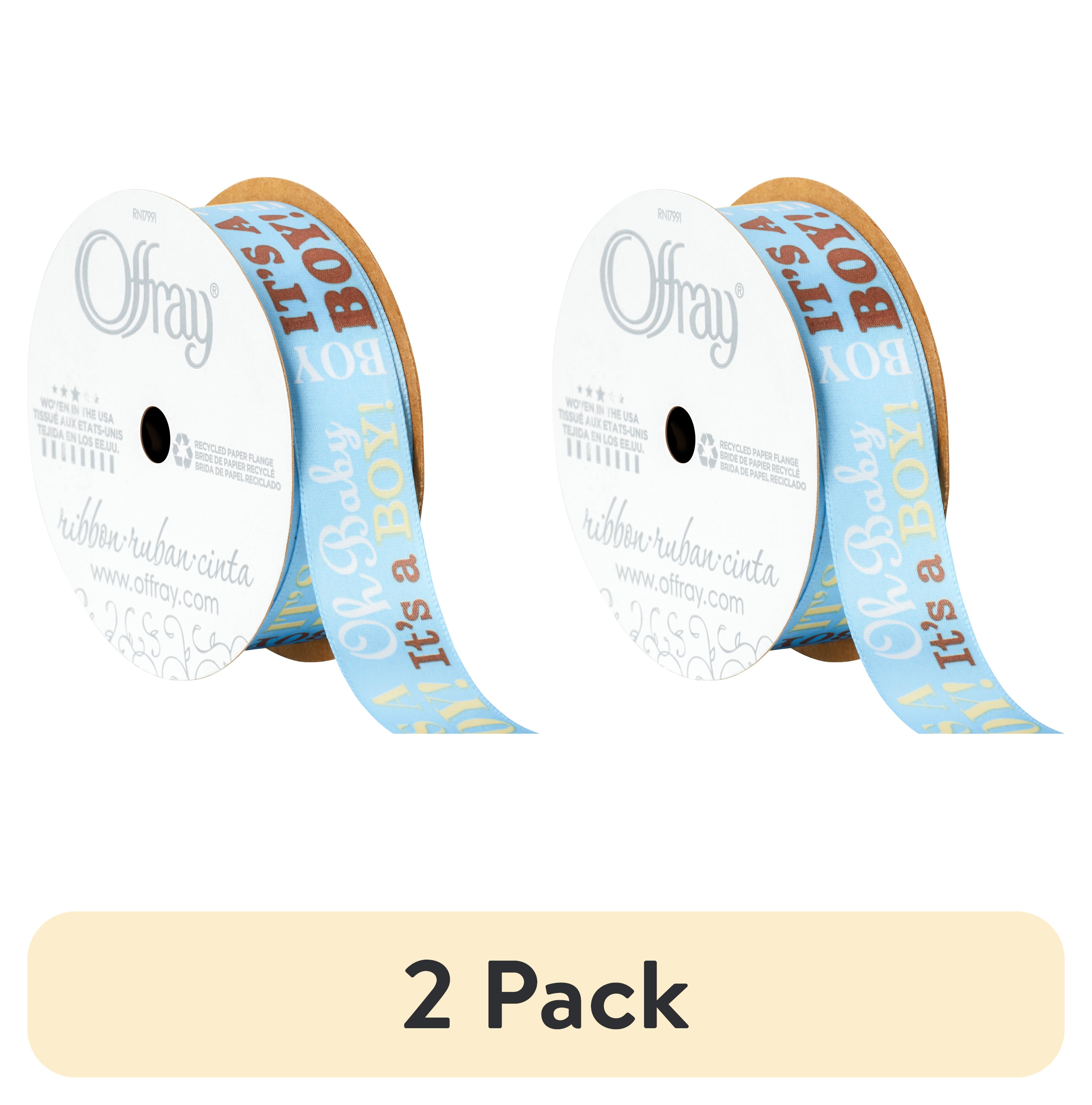 (2 pack) Offray Ribbon, Blue 7/8 inch Baby Satin Ribbon for Sewing, Crafts, and Baby, 9 feet
