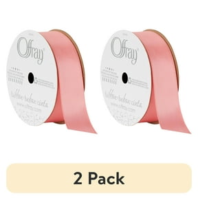 (2 pack) Offray Ribbon, Coral Pink 7/8 inch Single Face Satin Polyester Ribbon, 18 feet