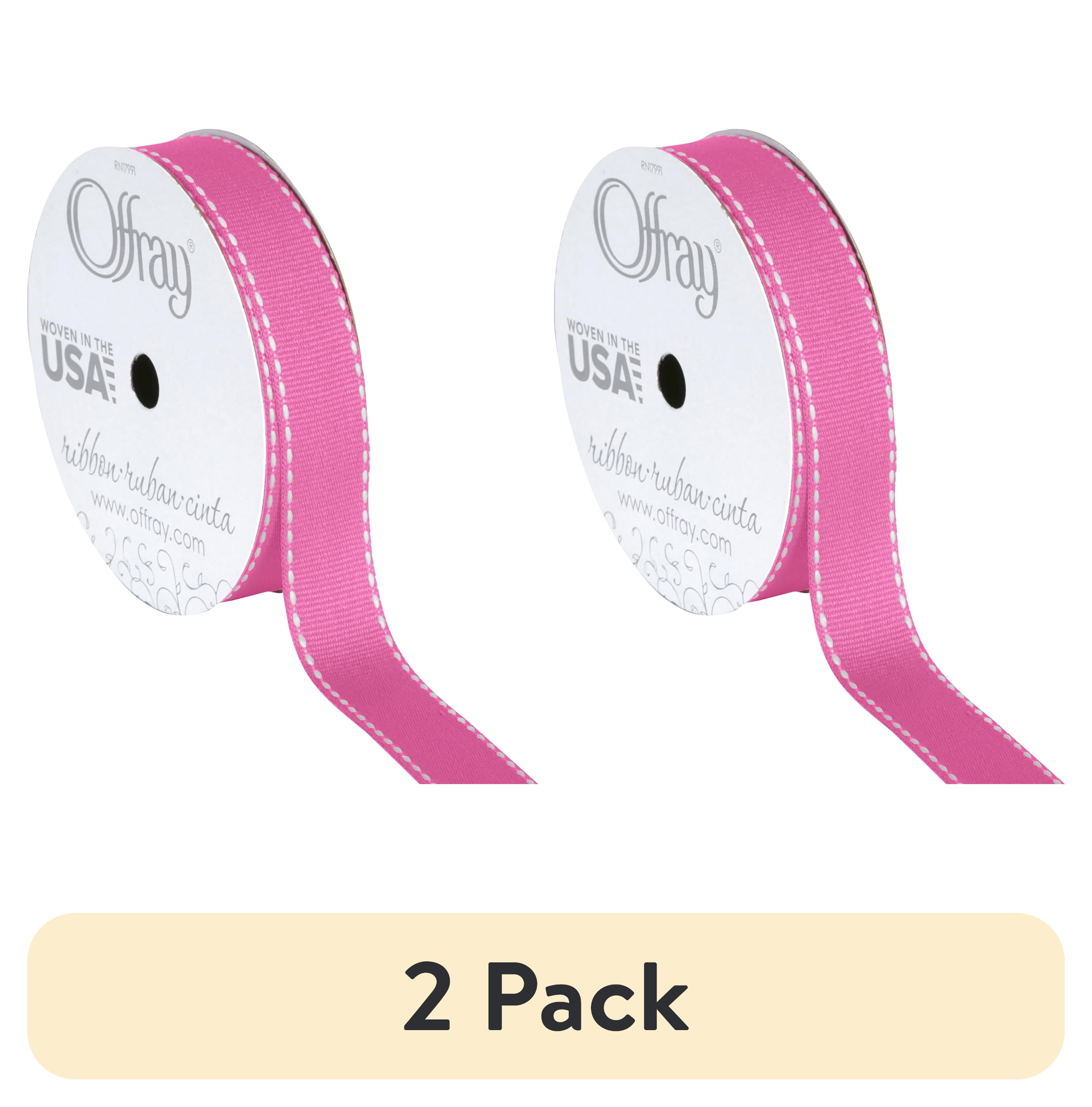 (2 pack) Offray Ribbon, Hot Pink 5/8 inch Grosgrain Polyester Ribbon for Sewing, Crafts, and Gifting, 9 feet, 1 Each