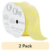 (2 pack) Offray Ribbon, Lemon Yellow 1 1/2 inch Gingham Check Woven Ribbon for Crafts, Gifting, and Wedding, 9 feet, 1 Each