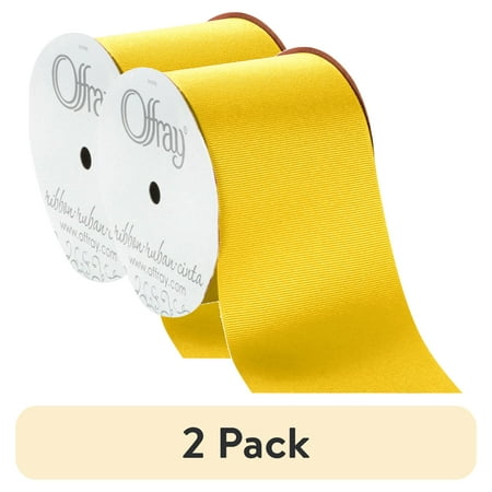 (2 pack) Offray Ribbon, Maize Yellow 3 inch Grosgrain Polyester Ribbon, 9 feet