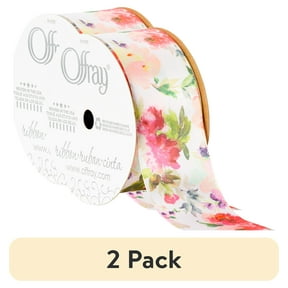 (2 pack) Offray Ribbon, Multi-Color 1 1/2 inch Floral Satin Ribbon for Sewing, Crafts, and Wedding, 9 feet, 1 Each