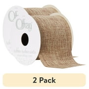 (2 pack) Offray Ribbon, Natural 2 1/2 inch Woven Burlap Woven Ribbon, 9 feet