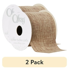 (2 pack) Offray Ribbon, Natural 2 1/2 inch Woven Burlap Woven Ribbon, 9 feet