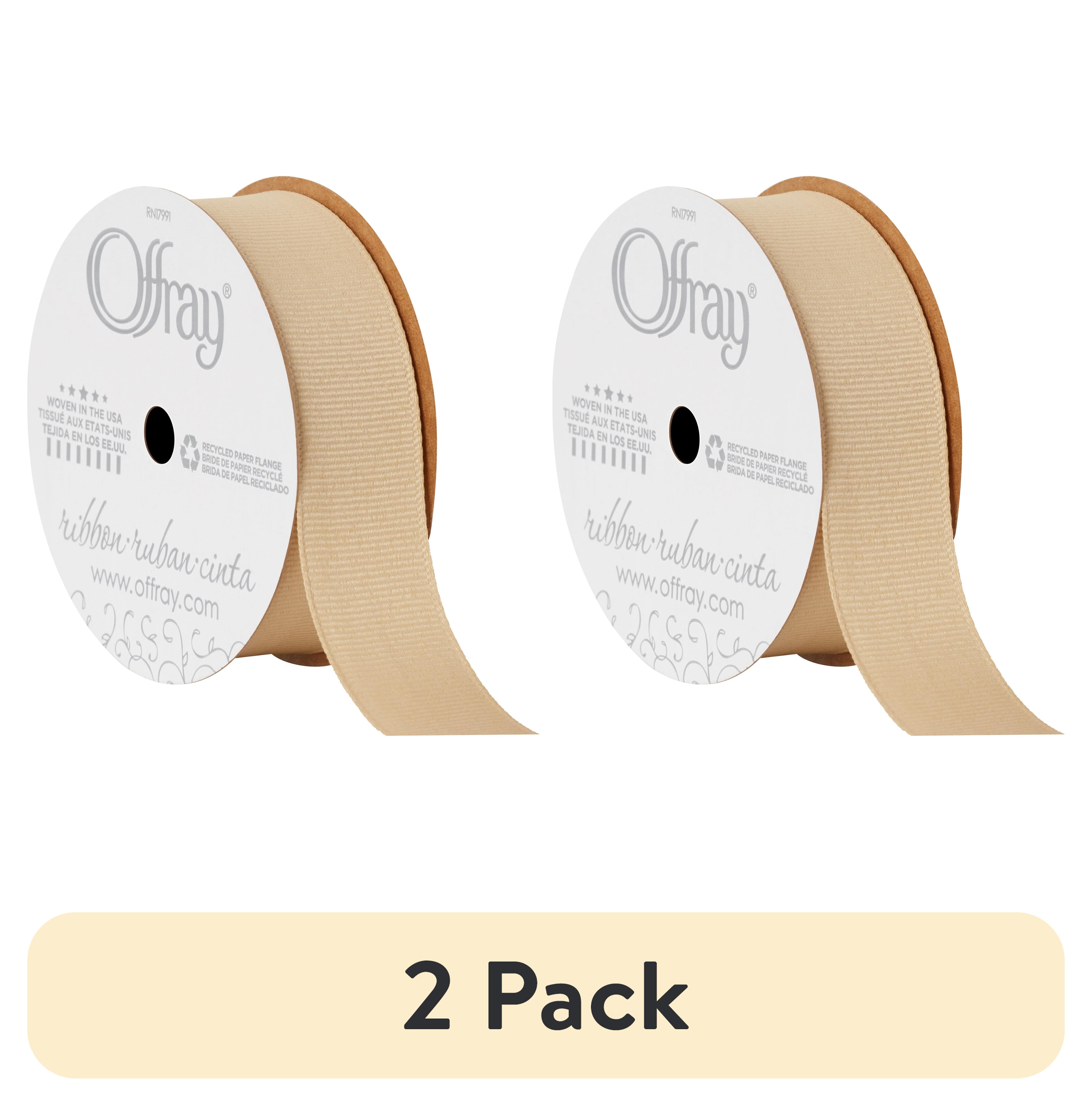 (1 pack) Offray Ribbon, Natural 7/8 inch Grosgrain Polyester Ribbon, 18 feet