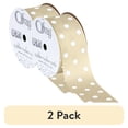 thumbnail image 1 of (2 pack) Offray Ribbon, Natural with White Polka Dot 1 1/2 inch Grosgrain Polyester Ribbon for Sewing, Crafts, and Gifting, 9 feet, 1 Each, 1 of 7