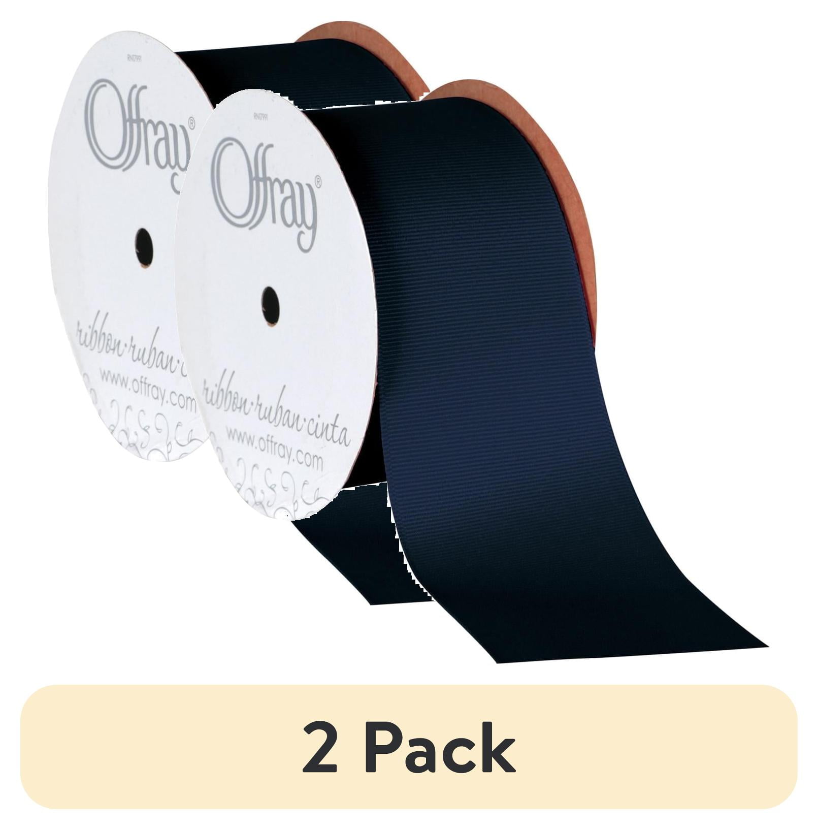 (2 pack) Offray Ribbon, Navy 2 1/4 inch Grosgrain Polyester Ribbon, 9 feet