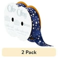 thumbnail image 1 of (2 pack) Offray Ribbon, Navy 7/8 inch Silver Stars Satin Ribbon, 9 feet, 1 of 11