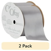 (2 pack) Offray Ribbon, Opal Gray 2 1/4 inch Single Face Satin Polyester Ribbon, 9 feet