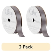 (2 pack) Offray Ribbon, Pewter Grey 5/8 inch Single Face Satin Polyester Ribbon for Sewing, Crafts, and Gifting, 18 feet, 1 Each