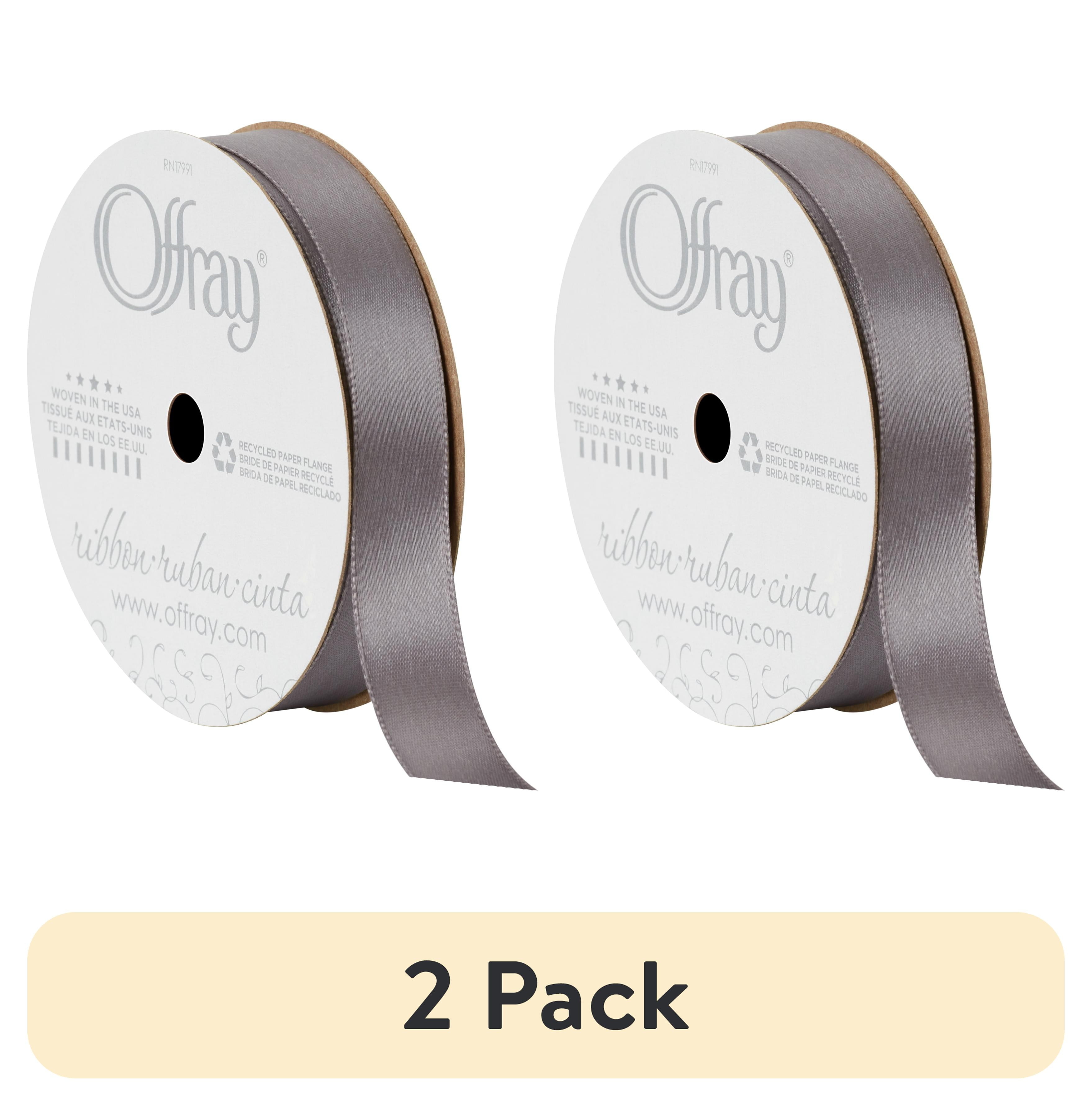 Offray Sheer Ribbon (2 pack) Offray Ribbon, Pewter Grey 5/8 inch Single Face Satin ...