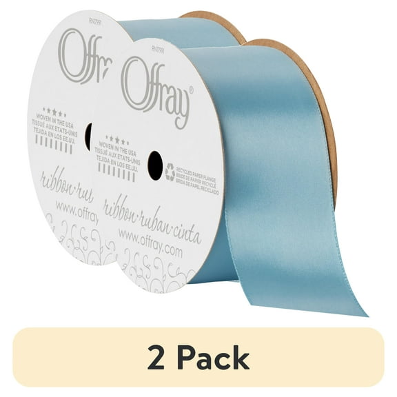 (2 pack) Offray Ribbon, Powder Blue 1 1/2 inch Single Face Satin Polyester Ribbon, 12 feet