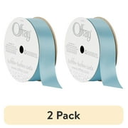 (2 pack) Offray Ribbon, Powder Blue 7/8 inch Single Face Satin Polyester Ribbon, 18 feet