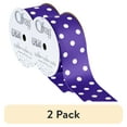thumbnail image 1 of (2 pack) Offray Ribbon, Purple with White Polka Dot 1 1/2 inch Grosgrain Polyester Ribbon, 9 feet, 1 of 5