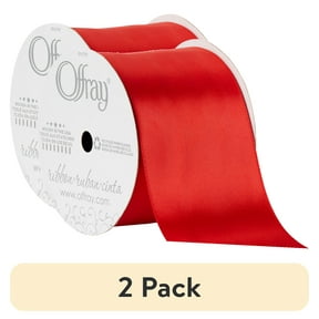 (2 pack) Offray Ribbon, Red 2 1/4 inch Single Face Satin Polyester Ribbon for Sewing, Crafts, and Gifting, 9 feet, 1 Each