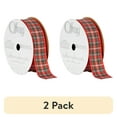 thumbnail image 1 of (2 pack) Offray Ribbon, Red 7/8 inch Plaid Ribbon, 9 feet, 1 of 7